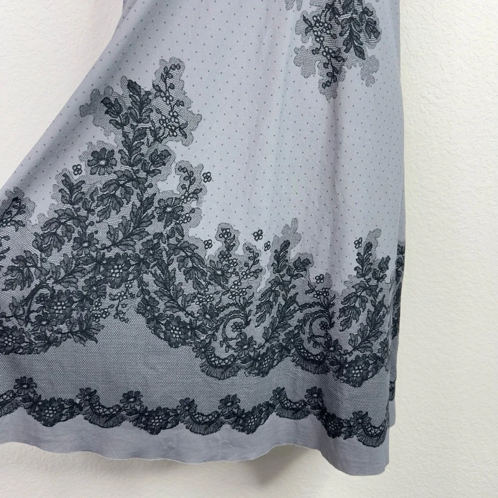 Commando Nightgown Womens S/M‎ Gray Antique Lace Print Microfiber Sleep Chemise